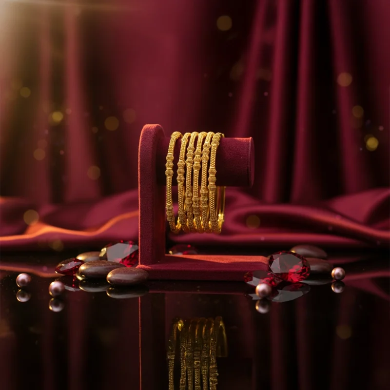 Elegant 21 Karat Gold Rope & Bead Bangle Set (4.5 Tola) – Mughal Jewellers